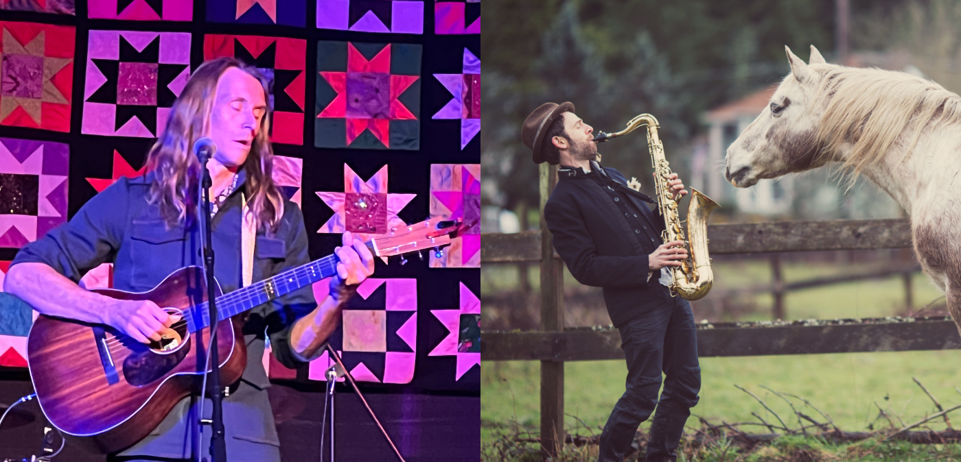 2 image collage of Robin Jackson and Lewis Childs