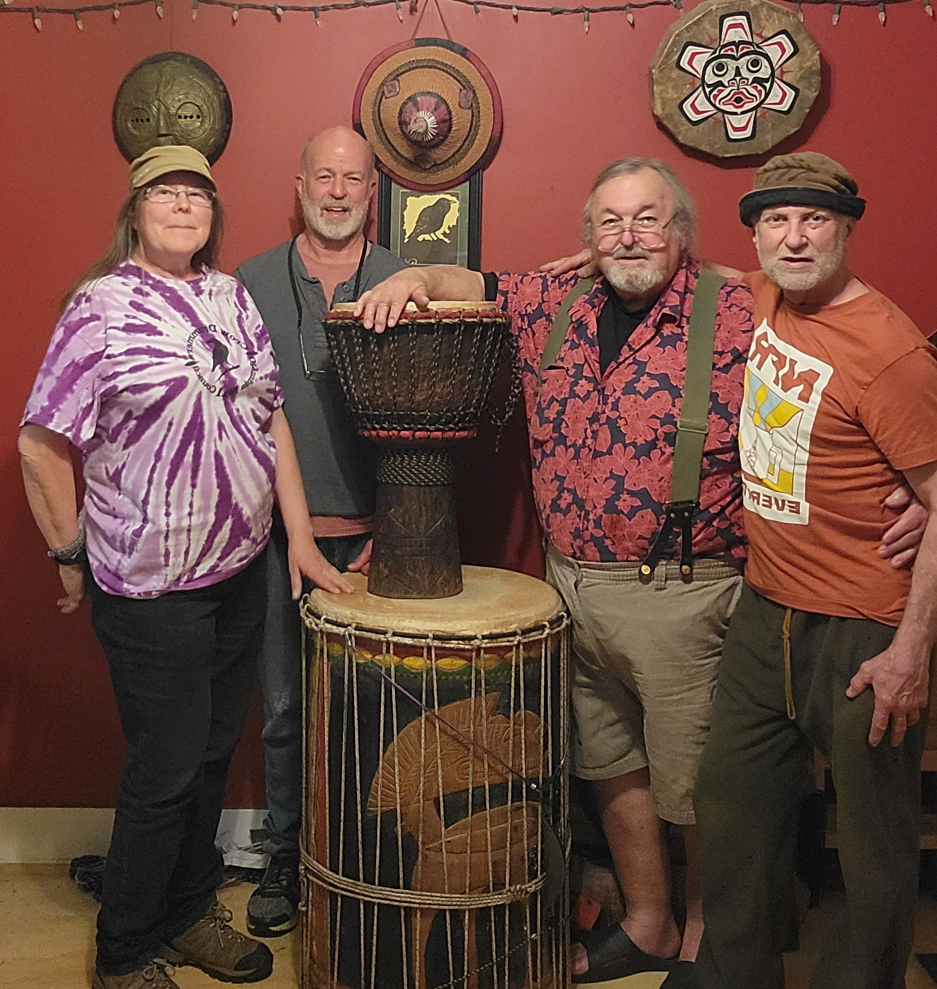 Crow Drummers with their drums