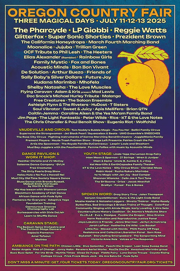 List of performers playing at Oregon Country Fair in 2025